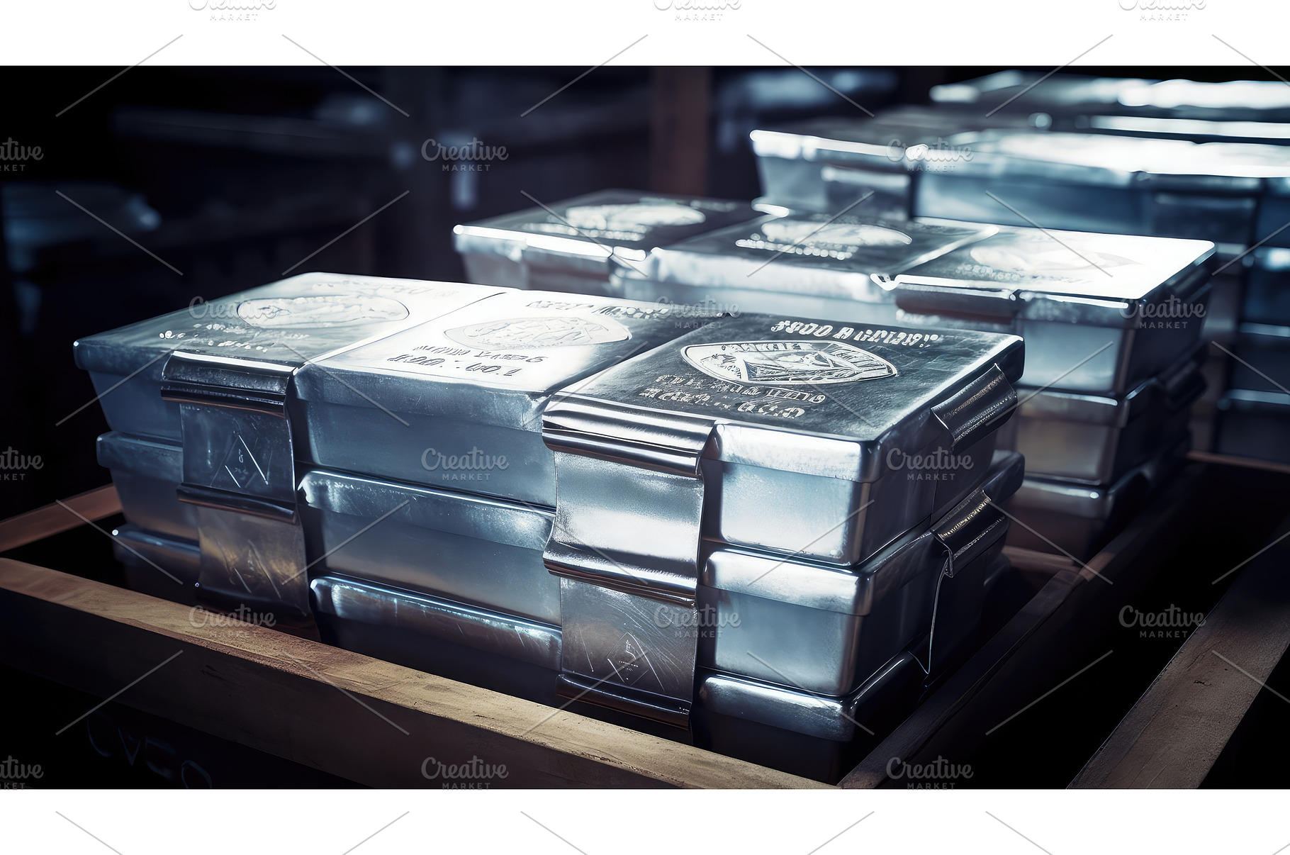 labeled silver bars ai generated, a Business Photo by pikepicture