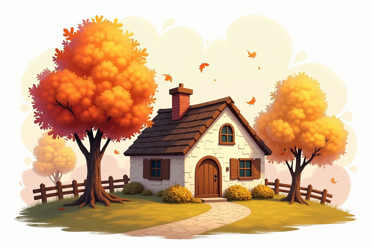 Dreamy Autumn Cottage Clipart Bundle, an Illustration by BIPLOB EXPERT (Photo 9 of 13)
