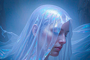 Woman beneath translucent wet veil, a Person Illustration by DanFLCreativo