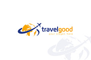 Travel Logo with World Map & Plane, a Branding & Logo Template by Kreative Labs (Thumbnail 1 of 2)