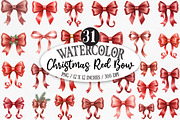 Vintage Christmas Red Bow Bundle, an Illustration by Designking (Thumbnail 1 of 5)
