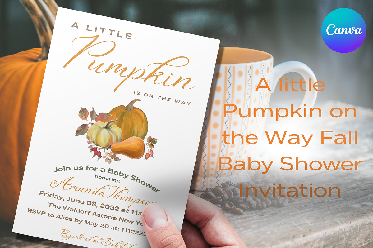Pumpkin Fall Baby Shower Invite, an Invitation Template by Patterndigitpics (Photo 1 of 6)