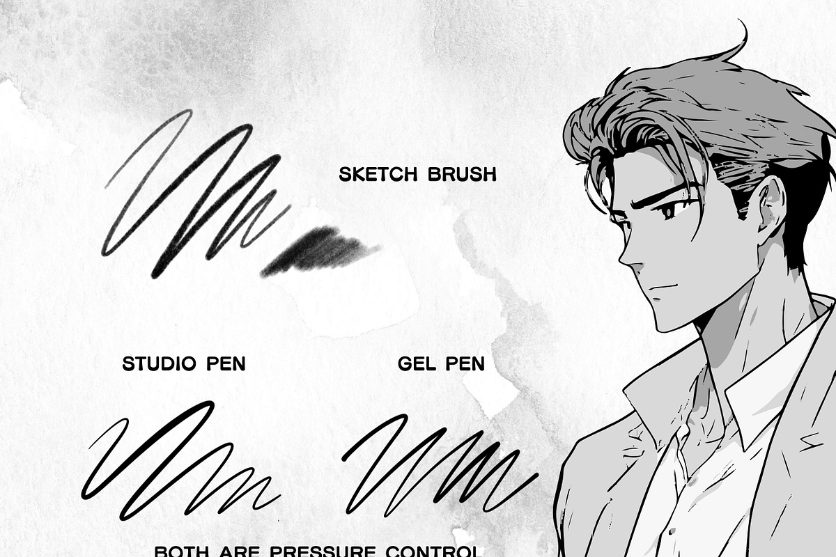 146 Manga Ink Procreate brushes, a Brush Add-On by ProcreateiBox (Photo 3 of 13)