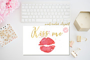 -50%OFF Kisses Valentine watercolor, a Decorative Illustration by LABFcreations (Thumbnail 2 of 3)
