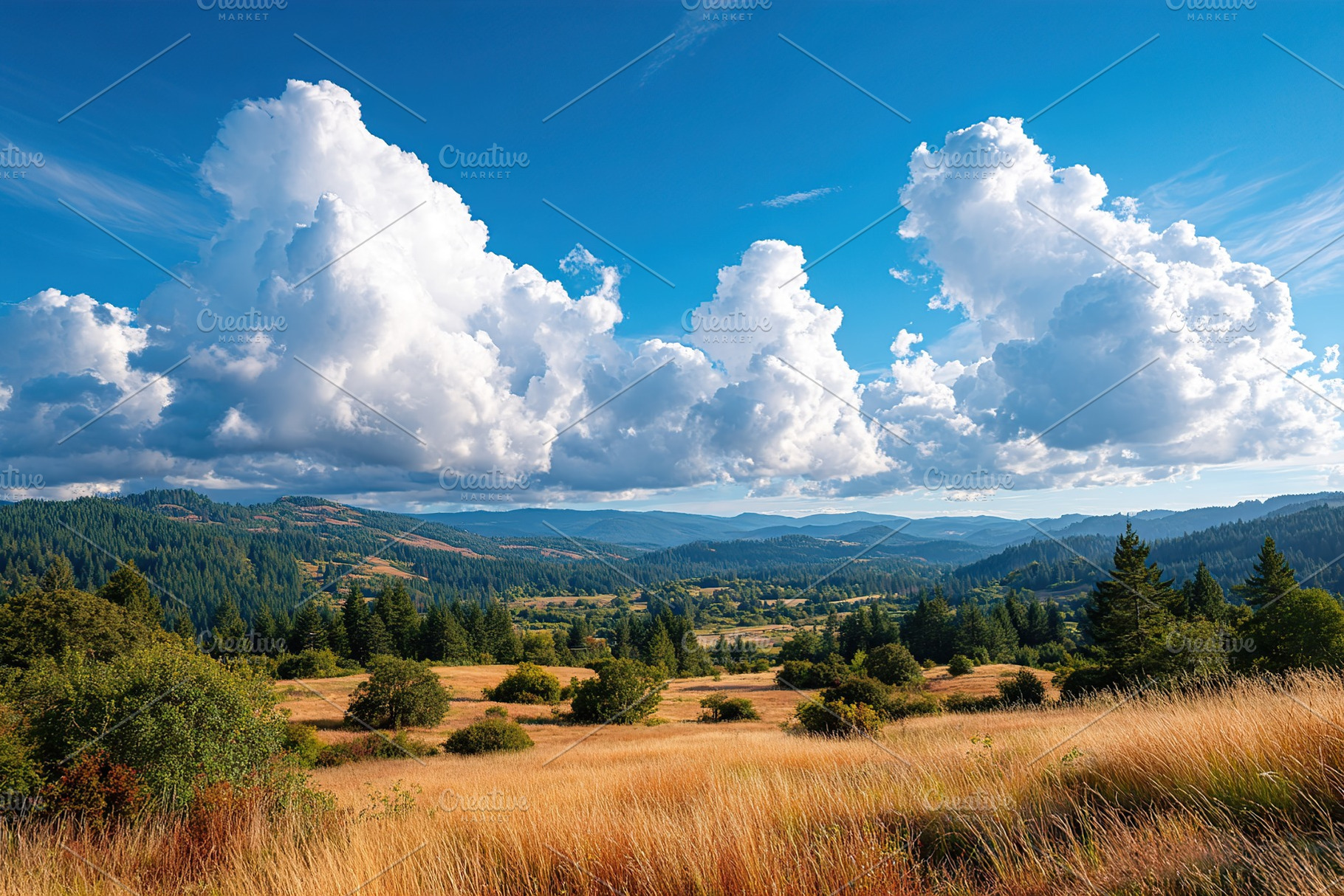 Dramatic clouds gathering above a distant forest edge at midday, a Photo by AlyaAnd