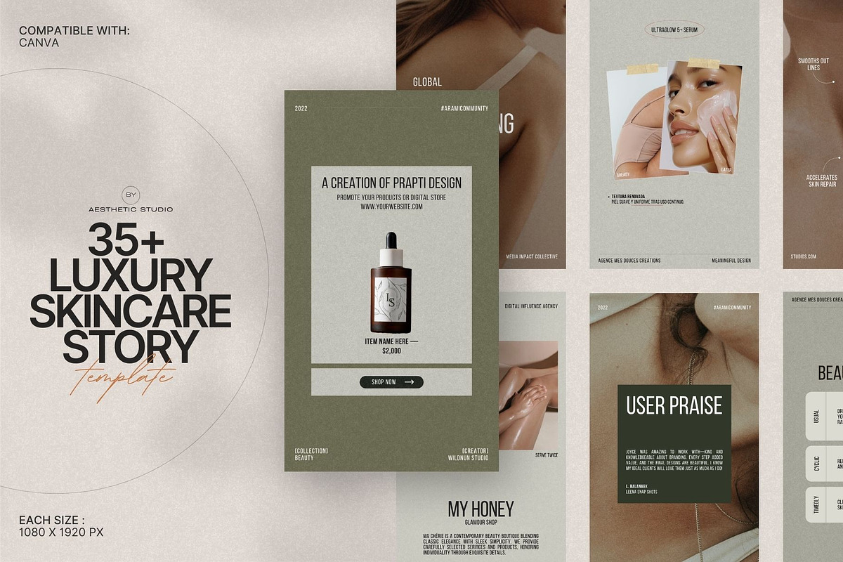 Skincare Canva Stories for Instagram