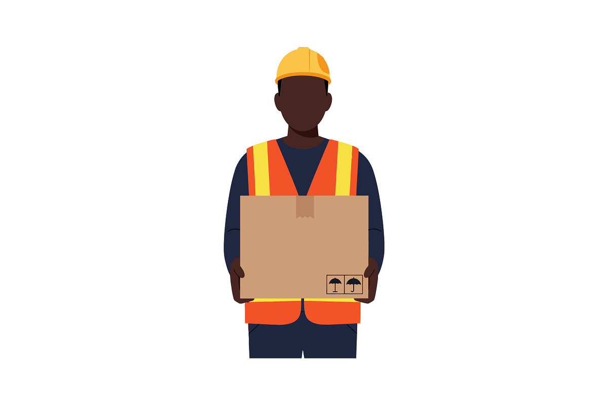 Construction worker in safety vest h, an Illustration by designvectx