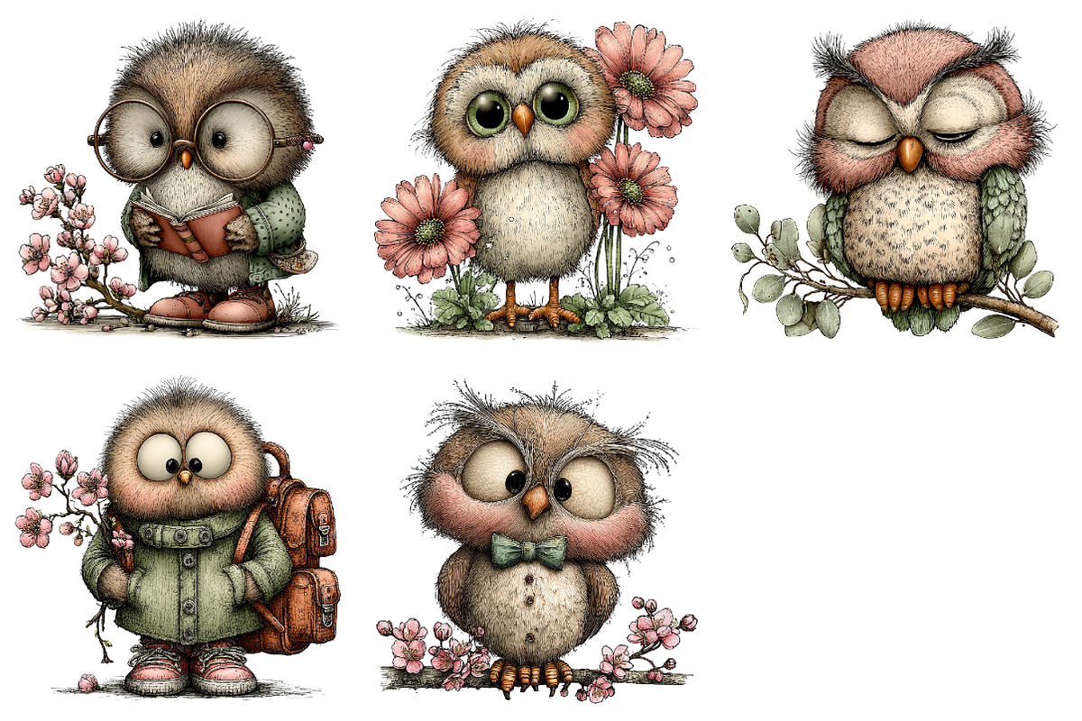 Whimsical Spring Owl Clipart, an Illustration by Dream Creation (Photo 7 of 7)
