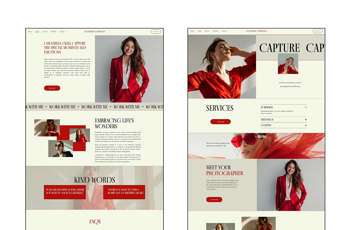 Squarespace Website Template Red preview 3