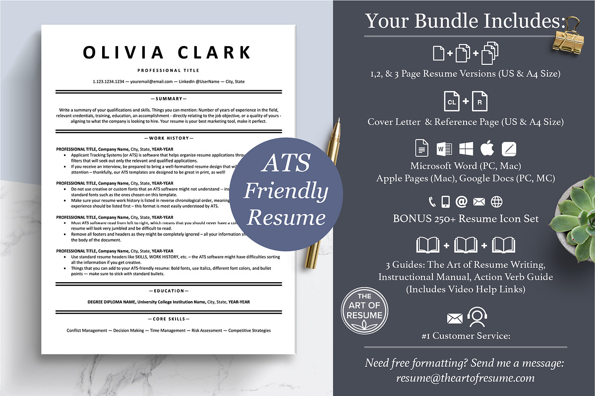 ATS Executive Resume CV Templates, a Resume Template by The Art of Resume (Photo 2 of 8)
