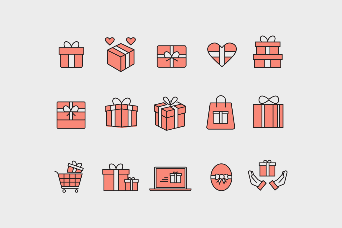15 Gift and Present Icons, an Outline Icon by Creative VIP