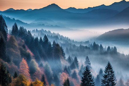 Misty mountain landscape stock photo, a Nature Photo by Virgo Studio