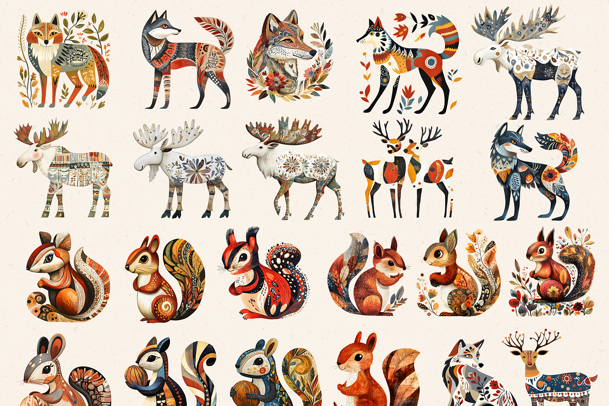 SCANDINAVIAN FOLK WOODLAND CLIPART, an Animal Illustration by Daring Digies (Photo 2 of 8)