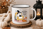 Cute Halloween Ghost with Coffee PNG, a Seasonal Illustration by Designworld (Thumbnail 4 of 4)