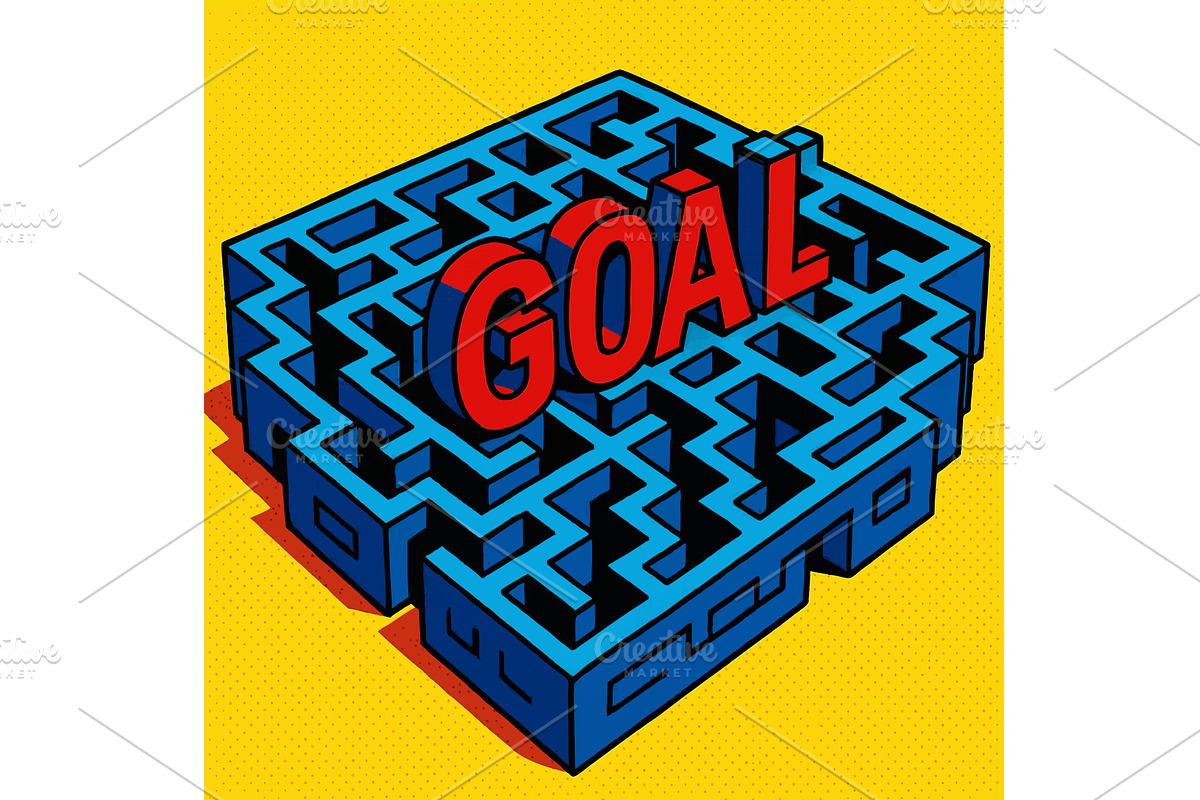 Pop Art Maze with Goal at the Center, an Object Illustration by AlexArt