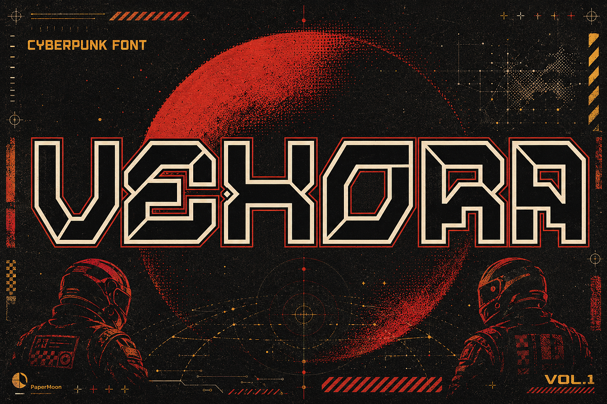Vexora - Cyberpunk Display Font, a Sans Serif Font by PaperMoon (Photo 12 of 13)