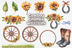 Cowboy Gnomes Western Watercolor Png