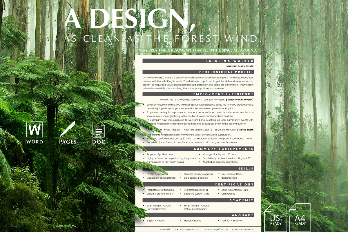 RN Registered Nurse, Nurse CV Pages, a Resume Template by Career Canvas (Photo 2 of 11)
