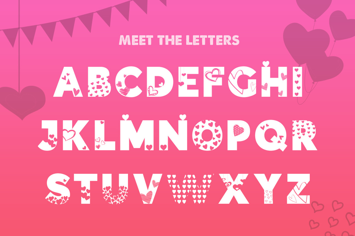 Hearts Silhouette Font preview 2