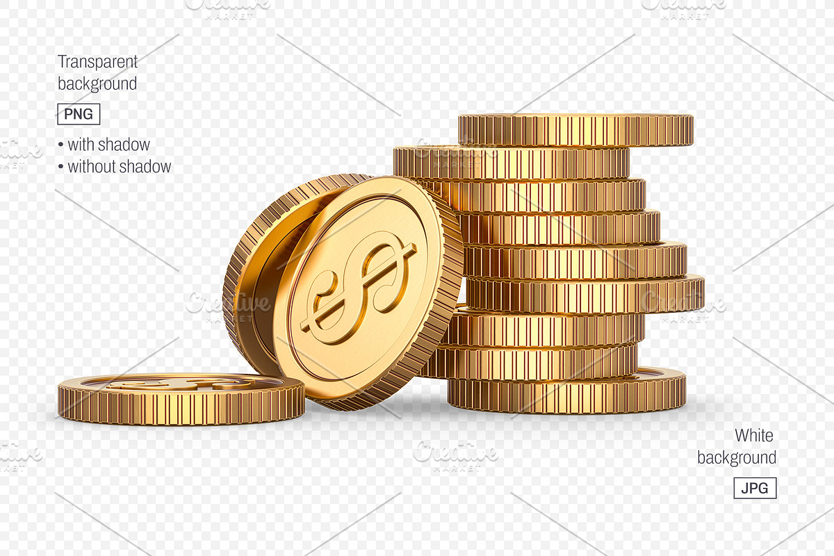 Set of Gold Coins Isolated PNG & JPG, an Object Graphic by LoopAll (Photo 2 of 6)