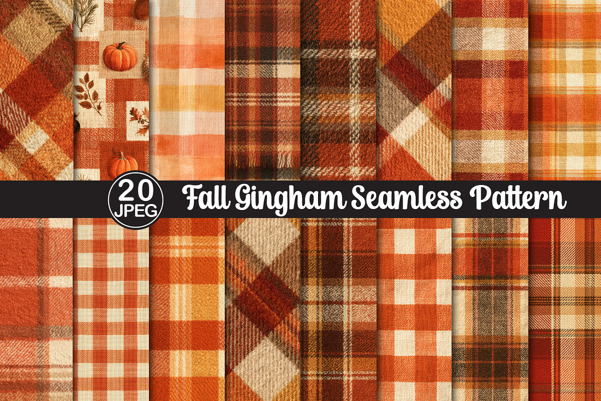 Fall Gingham Seamless Pattern, a Pattern Graphic by Black Bird Studio (Photo 1 of 6)