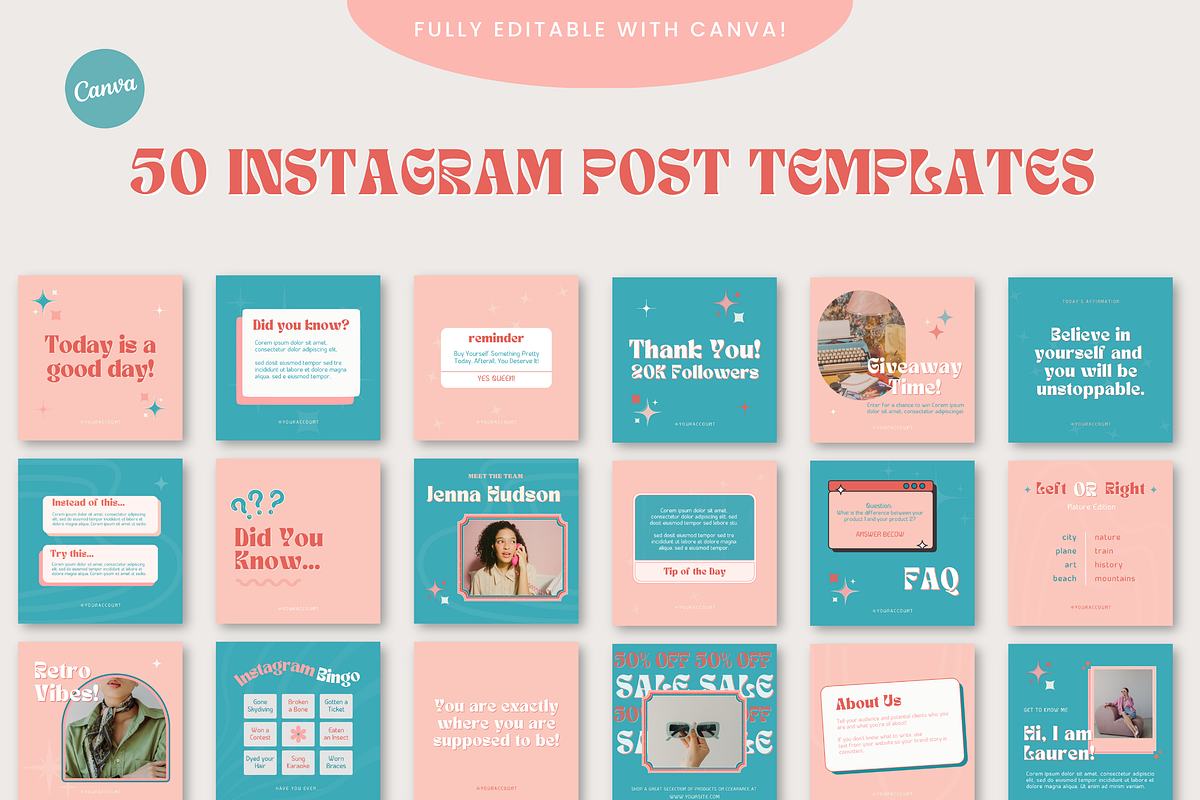 50 Instagram Post Templates - Canva, a Social Media Template by Gebers Marketing & Design (Photo 2 of 7)