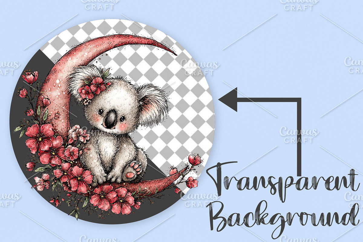 Whimsical Spring Koala Clipart PNG, an Illustration by Canvas Craft (Photo 2 of 7)