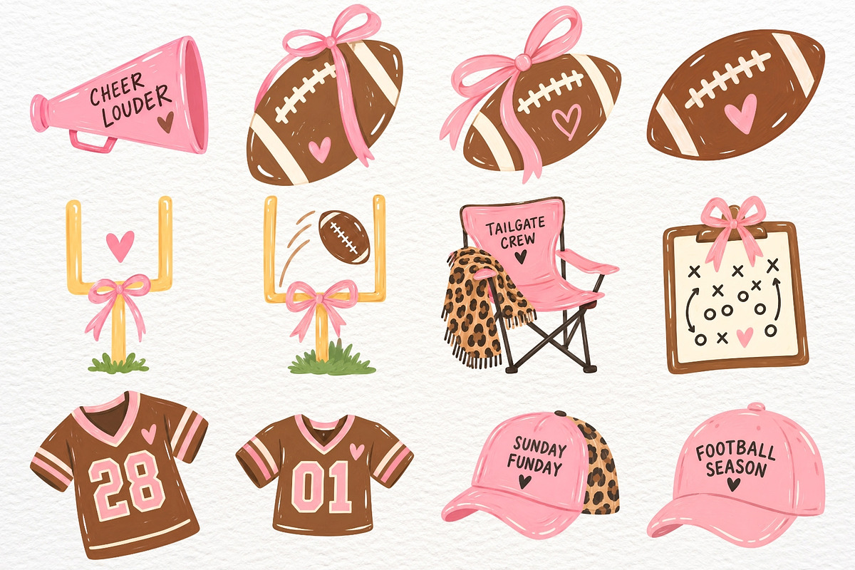 Girly American Football Season PNG, a Sport Illustration by SugarCloudStudioArt (Photo 5 of 6)
