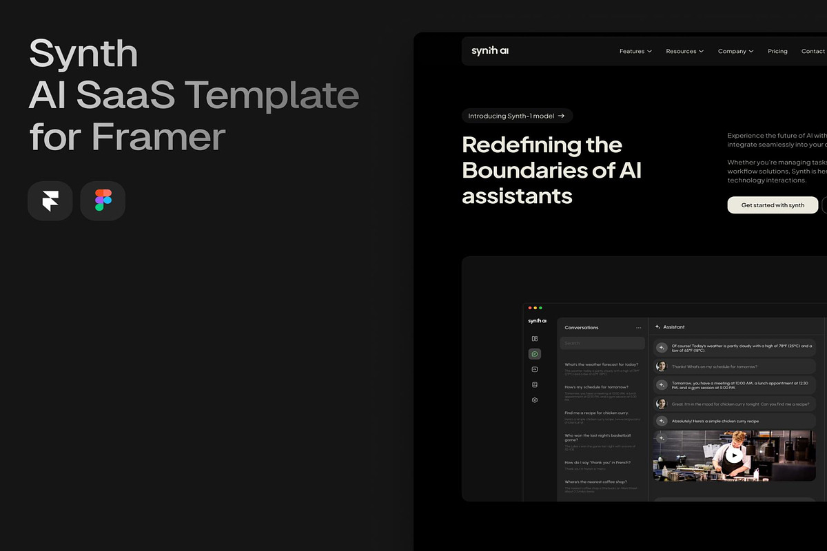 Synth - AI SaaS Template for Framer, an UI Kit Template by Lumina_ui_ux202 (Photo 1 of 8)