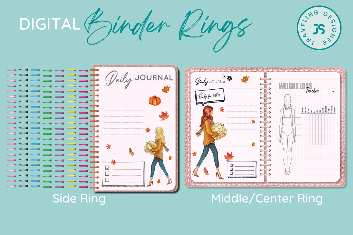 22 DIGITAL PLANNER BINDER RINGS, an Object Graphic by Traveling Designer (Photo 2 of 3)