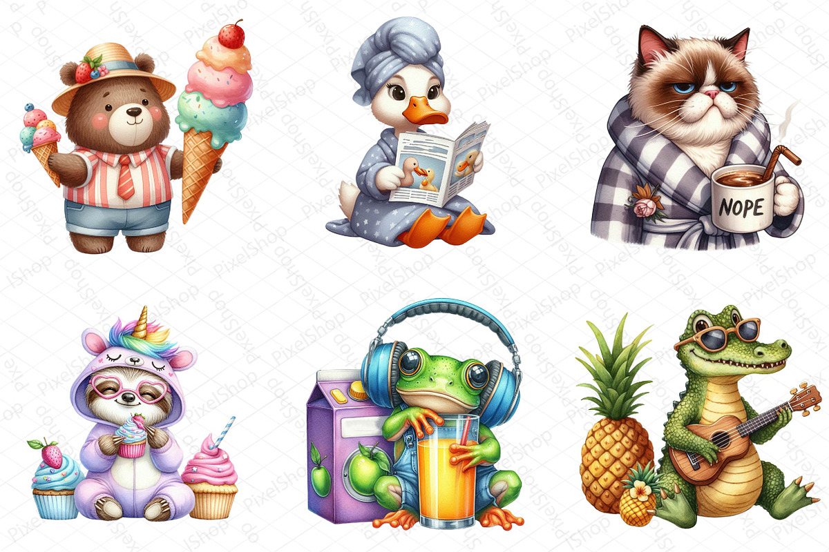 Quirky Funny Animals Sublimation, an Illustration by DreamPrint404 (Photo 3 of 5)