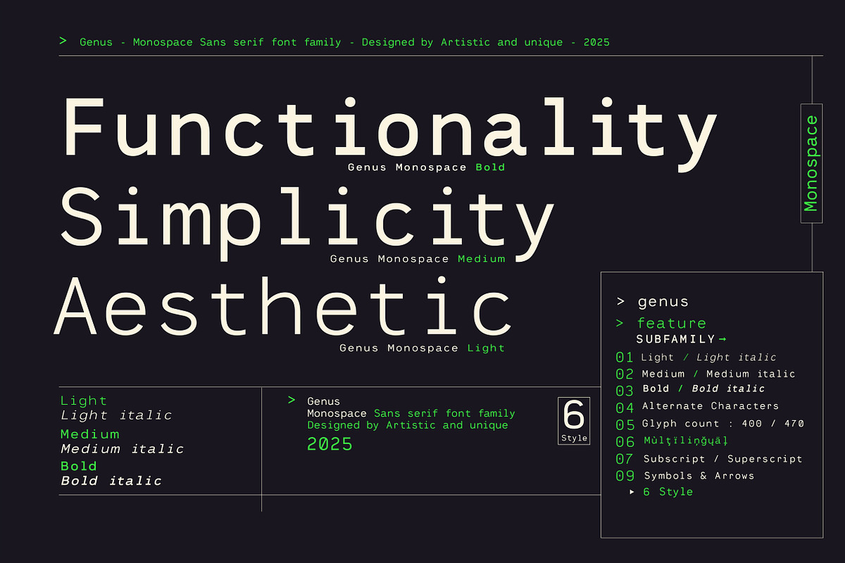 Genus - Monospace Sans Serif Font, a Sans Serif Font by Artistic & Unique (Photo 15 of 15)