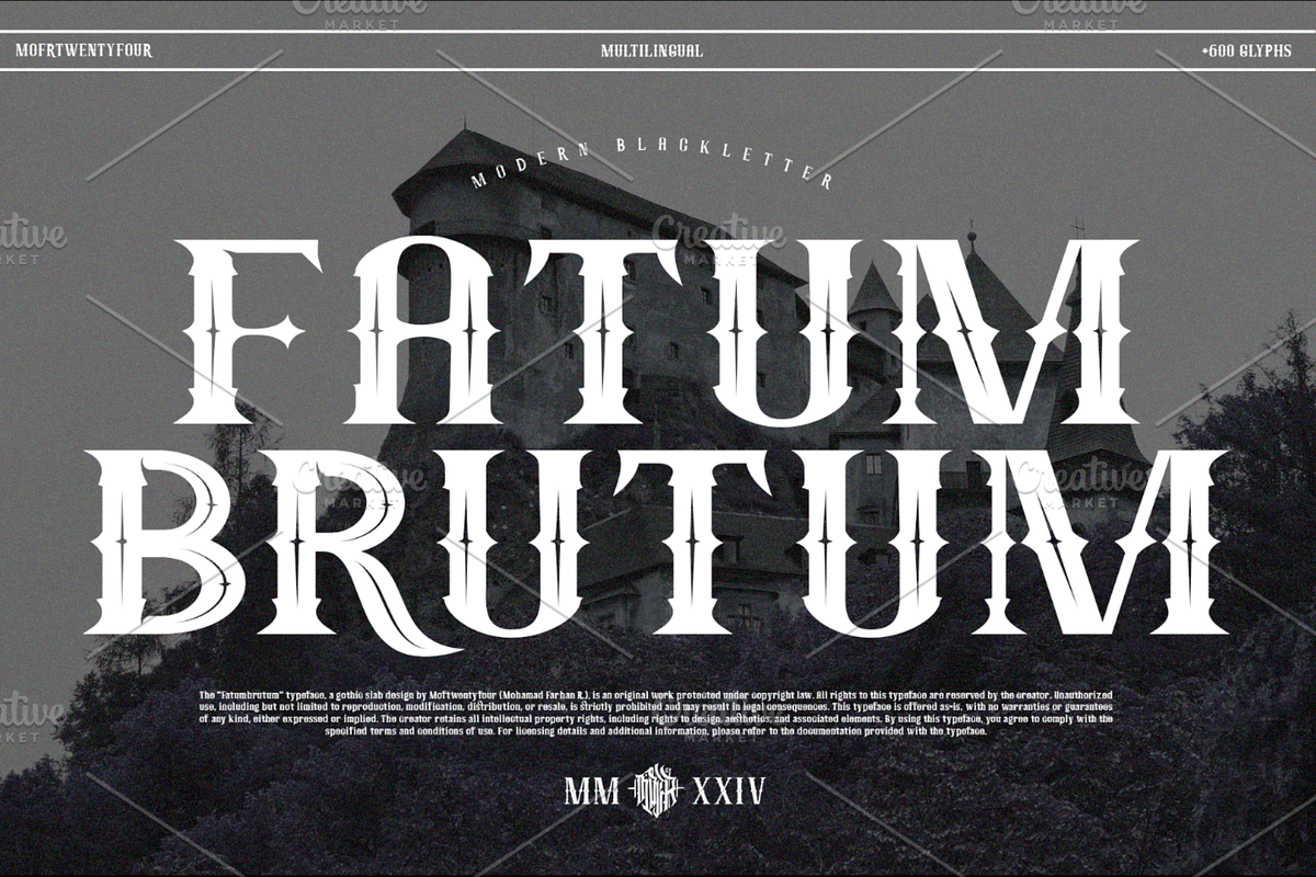 Fatum Brutum - Modern Blackletter, a Blackletter Font by Mofr 24 (Photo 1 of 8)