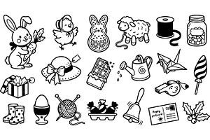 Cute Spring Easter Clipart Set, an Illustration by designvectx