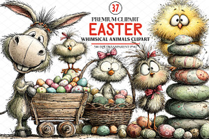 Whimsical Easter Animals Clipart, an Illustration by cherrydesign