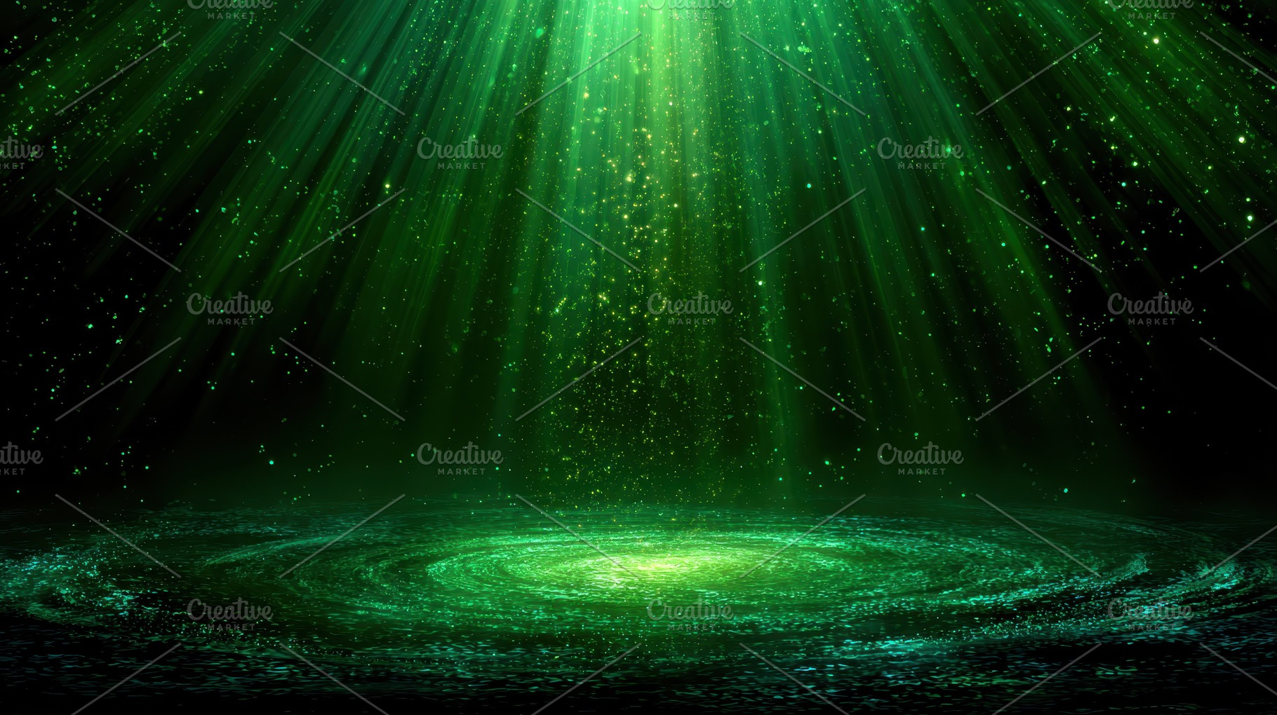 Green light beams sparkle magical sw, a Photo by Pixeness Studio