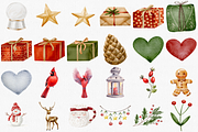 Watercolor Christmas Clipart Set, a Seasonal Illustration by CropUp Creative (Thumbnail 3 of 5)