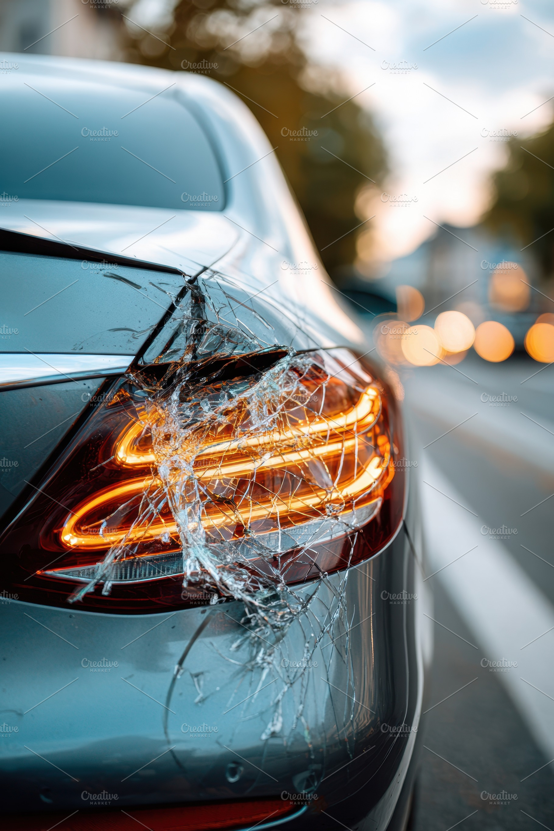 Damaged car tail light close-up, a Transportation Photo by AlyaAnd