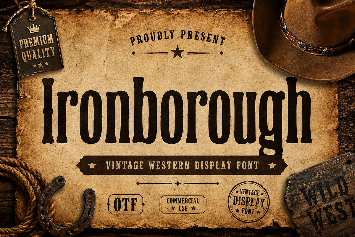 Ironborough – Western Display Font, a Slab Serif Font by Wow Magic (Photo 1 of 2)