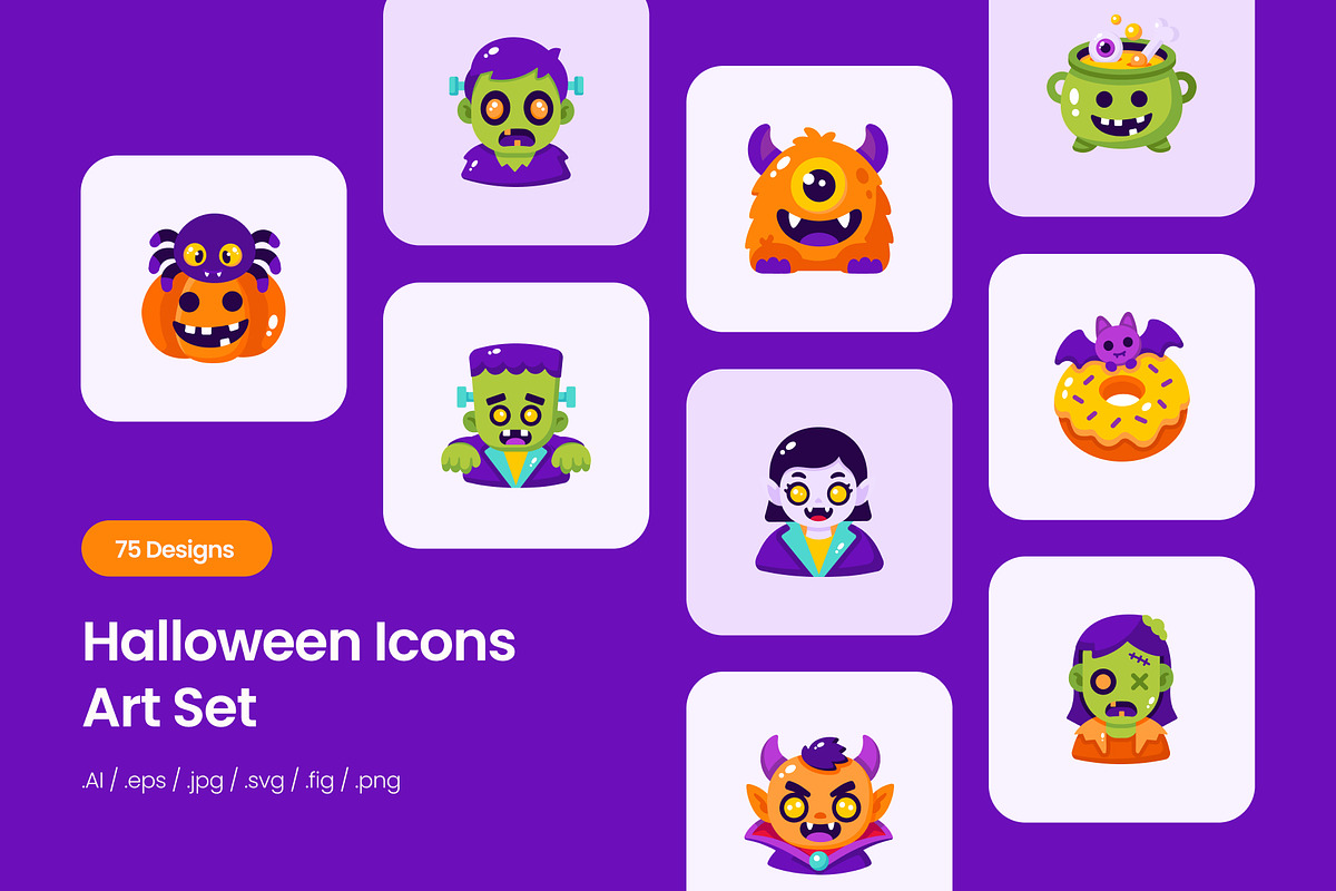 75 Halloween Flat Icons, an Emoji Icon by Prosymbols (Photo 1 of 10)