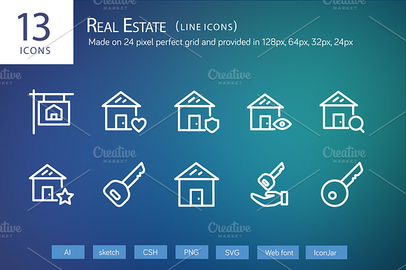 13 Real Estate Line Icons