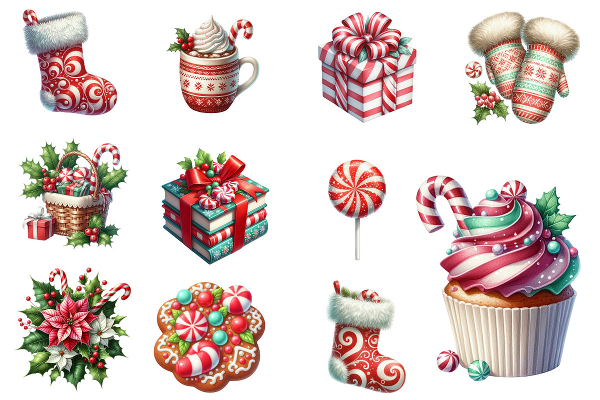Watercolor Peppermint Christmas, an Illustration by Designworld (Photo 2 of 3)