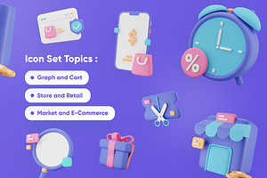 Commercially E-Commerce 3D Icons Set