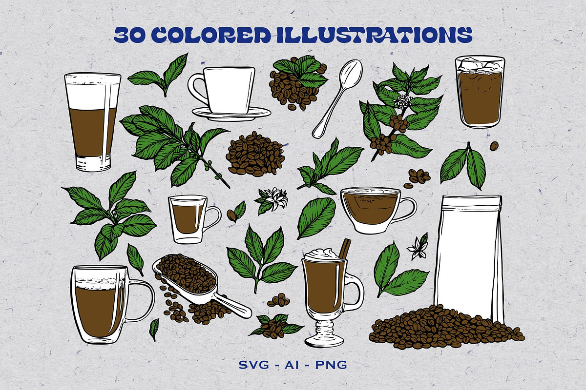 Coffee Illustration Pack, a Food Illustration by Eldorado Design Co. (Photo 2 of 9)