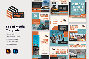 Stone Work Construction, a Social Media Template by kerismaker