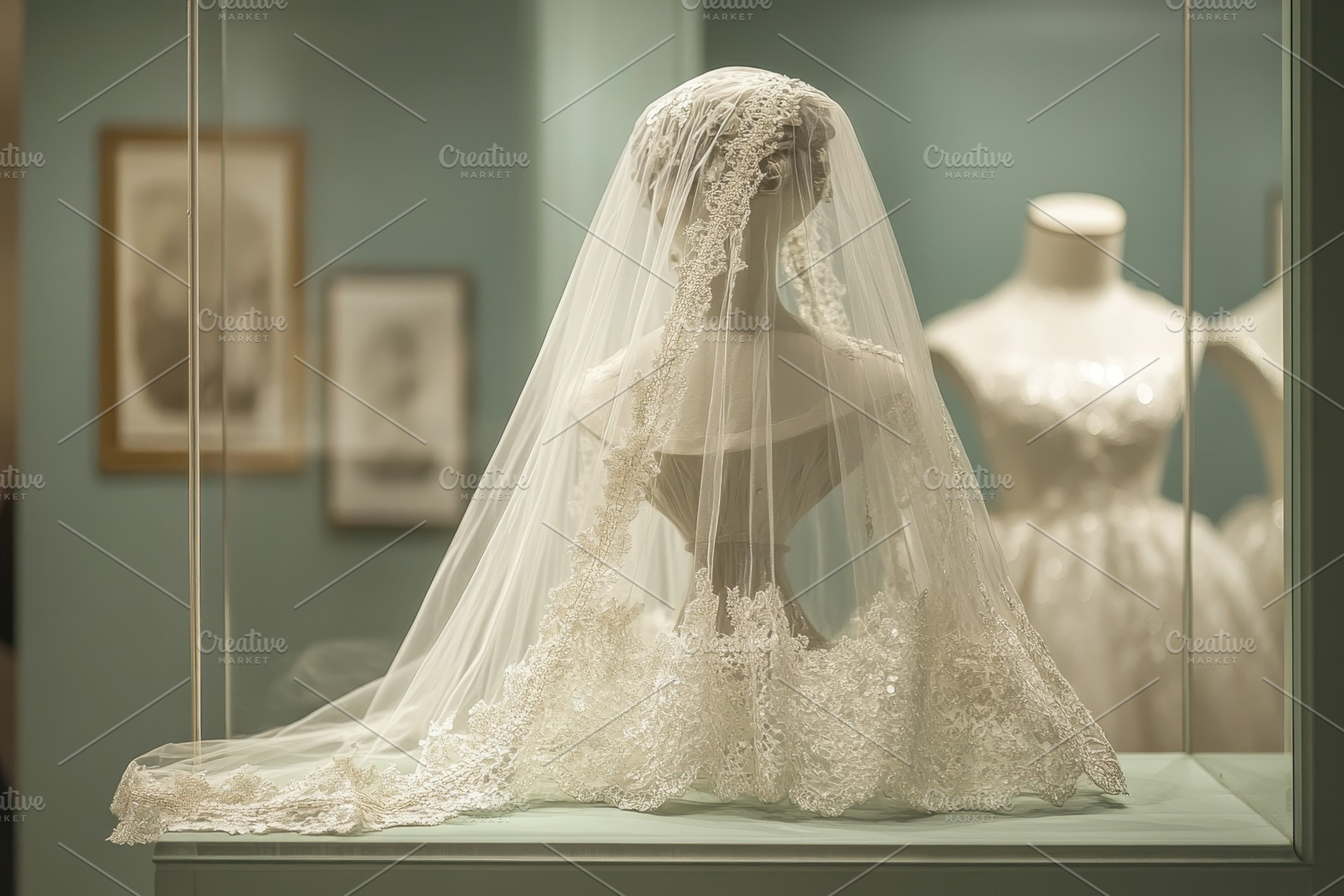 Bridal veil showcased on a bust, a Photo by Pavel_design