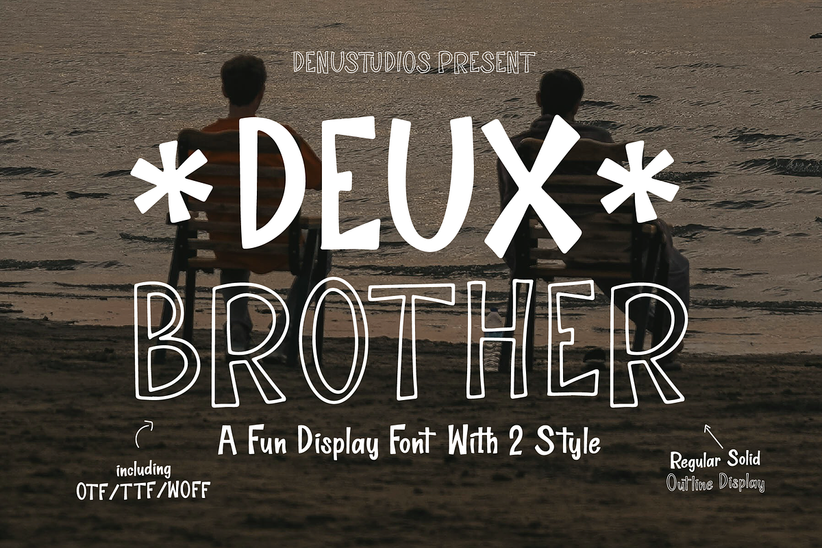 Deux Brother | Fun Display 2 Style, a Handwritten Font by Denustudios (Photo 1 of 15)