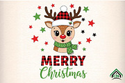 Cute Reindeer Merry Christmas, an Illustration by Craft Nest (Thumbnail 1 of 6)
