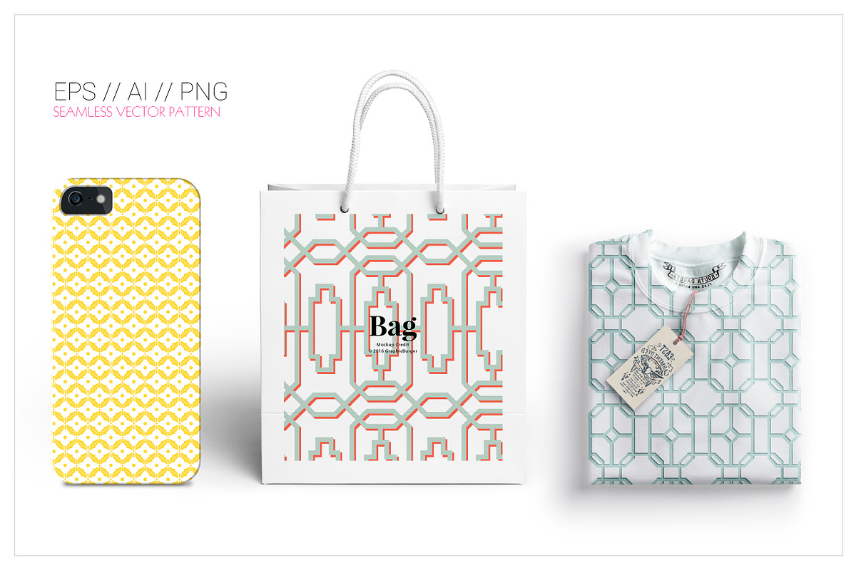 Seamless Vector Geometric Patterns, an Object Graphic by TSTUDIO (Photo 8 of 8)