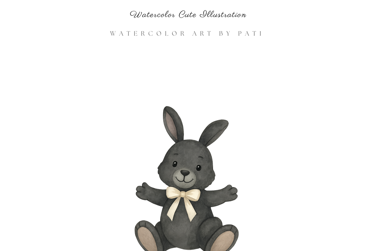 Easter Black Bunny Clipart Set, a Seasonal Illustration by Pati Paints (Photo 3 of 9)
